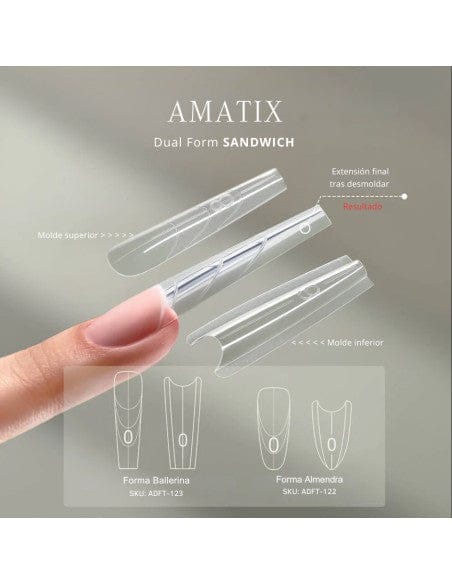 Amatix Dual Form Nail Tips Sandwich Ballerina 240uni 15 tamaños