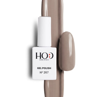 Esmalte semipermanente Nº 267 marrón con muestra del color en uña