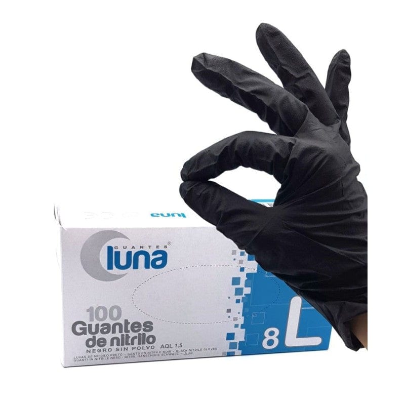 Guantes de nitrilo negros talla L