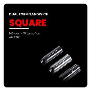 Detalle ampliado de los tips dual form sandwich square AMATIX - Moldes y Formas para Uñas | Home of Deva (2/2)