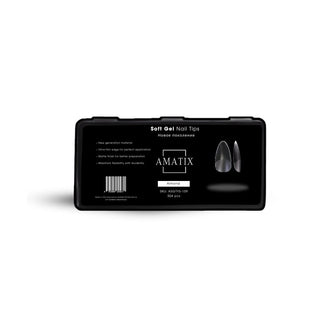 Caja de tips soft gel almond AMATIX con 504 unidades en 12 tamaños