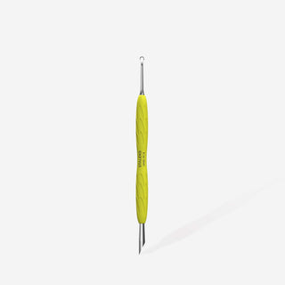 Empujador de cutículas Staleks Gummy UNIQ 11 TYPE 2 completo con mango de silicona amarillo