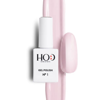 Esmalte semipermanente Nº 1 Rosa Francesa con muestra del color en uña