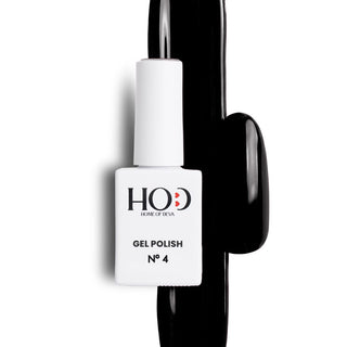 Esmalte semipermanente Nº 4 Negro con muestra del color en uña