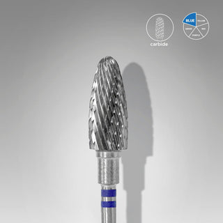 Fresa de carburo Staleks mazorca para zurdos con dos anillos azules, grano medio