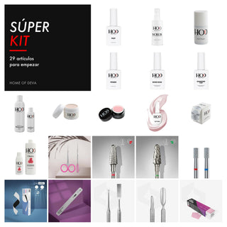 Súper Kit de iniciación de uñas Home of Deva: 29 artículos con herramientas Staleks y productos de gel y acrílico